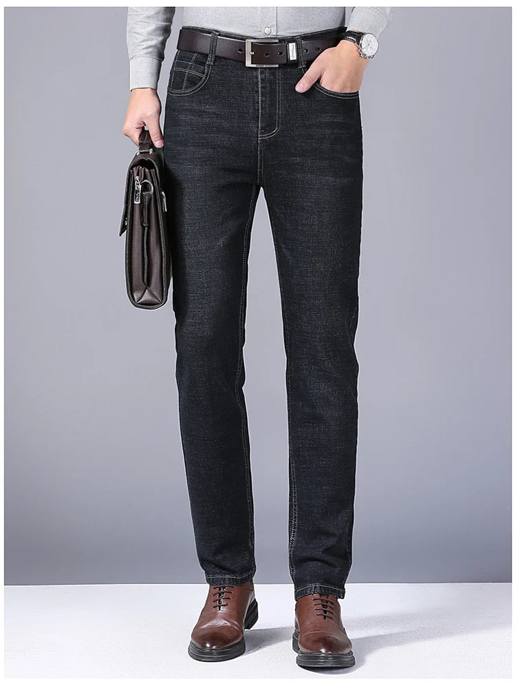 Jeans droits pour hommes, nouvelle collection 2024, pantalon slim extensible, confortable et doux, pantalon en denim pour hommes, vêtements de marque