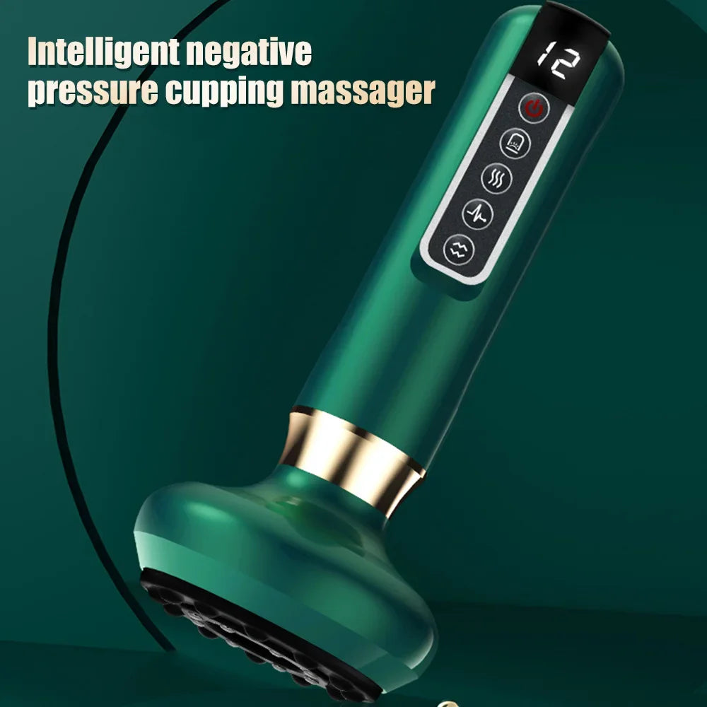 Masseur électrique à ventouses à 12 niveaux, ventouse sous vide, Gua Sha, anti-cellulite, grattage, chauffage, amincissement du corps, thérapie de massage