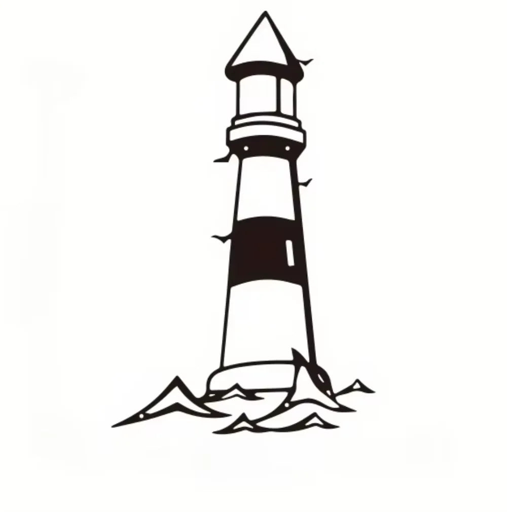 1pc Metal Wall Art Decor - Lighthouse Wall Sculpture - Metal Outdoor Wall Art for Living Room, Bedroom, or Bathroom