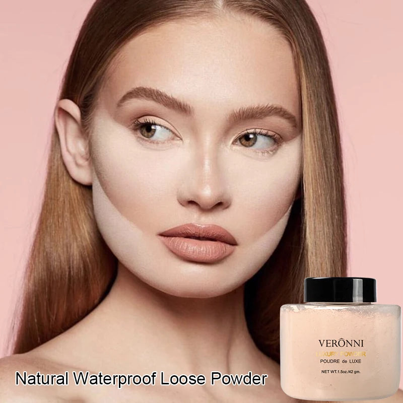 3pcs Face Makeup Kit Include 15ml Full Coverage Liquid Foundation Hydrating Makeup Primer and Loose Powder,Sweat-resistant