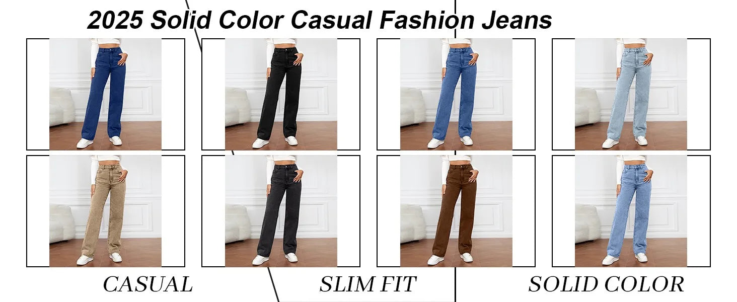 Women's High Waist Washed Women's Jeans Fashionable Versatile Straight Leg Pants Jeans Women Jean Pants Women Jeans Women 2025