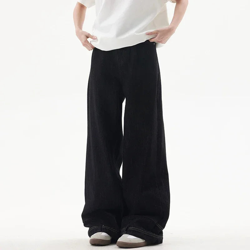 New Men Wide Leg Harajuku Fashion Jeans Male Daily Designer Casual Denim Pants Popular Baggy Aesthetic Streetwear Denim Trousers