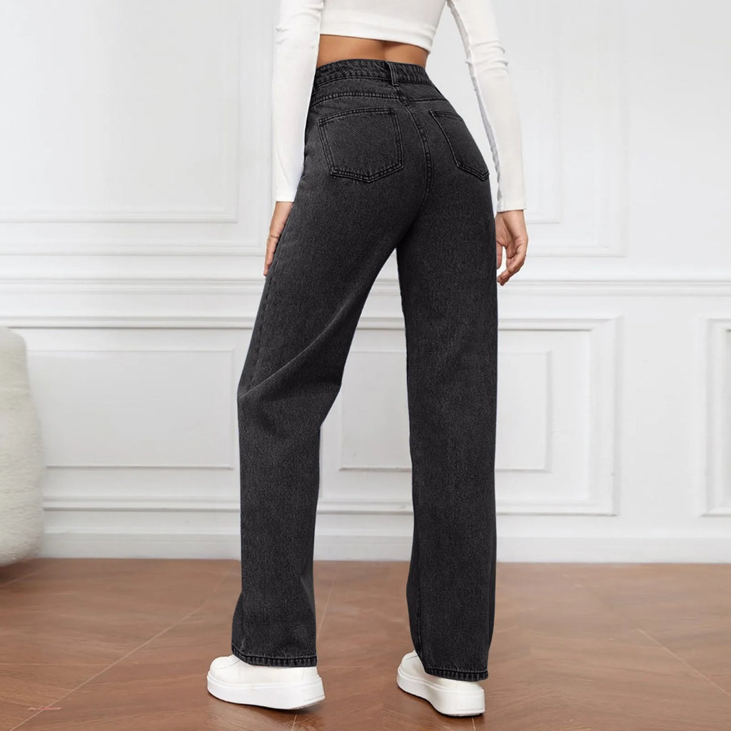 Women's High Waist Washed Women's Jeans Fashionable Versatile Straight Leg Pants Jeans Women Jean Pants Women Jeans Women 2025