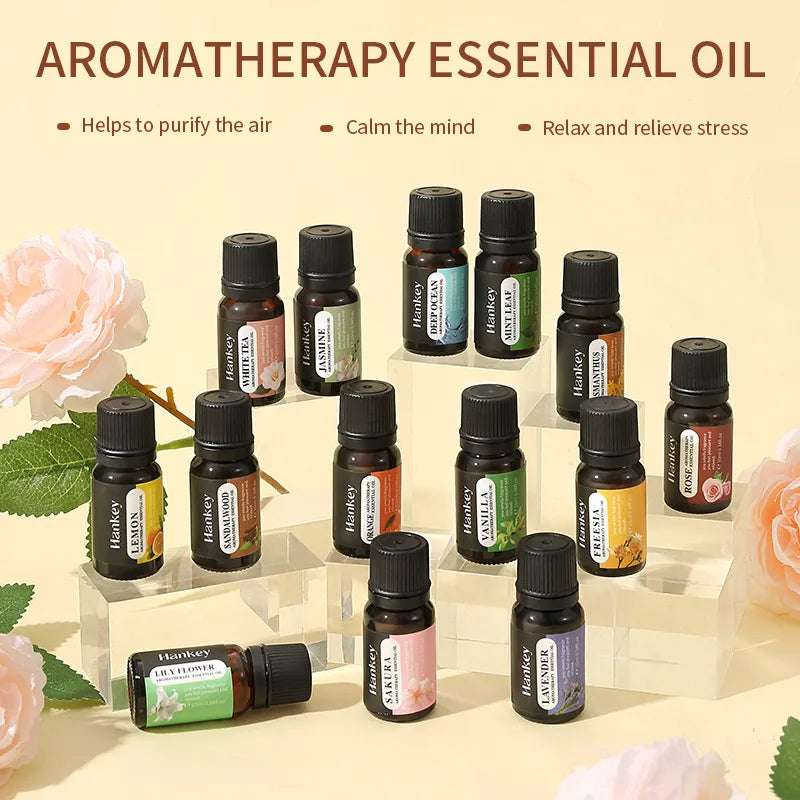 14 Lezzet 10ml Aroma Difüzör Hava Nemlendirici Ev Suda Çözünür Portakal Vanilya Gül Lavanta Koku Yağı için Esansiyel Yağlar