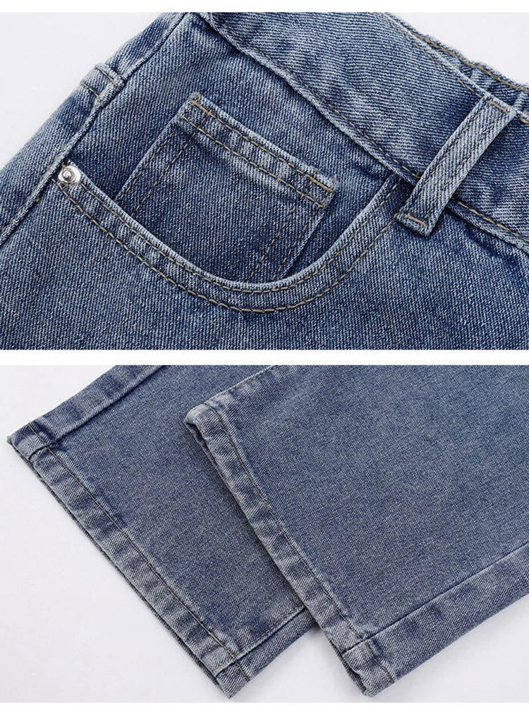 Jean long décontracté pour homme, style coréen, classique, droit, jambes larges, couleur unie, bleu clair, gris, noir, 2025