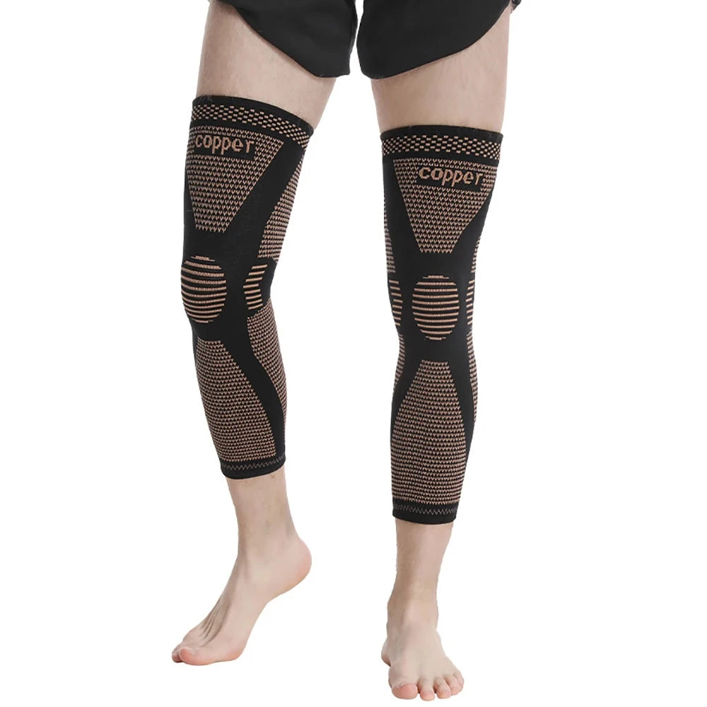 1/2Pcs Copper Full Leg Sleeves Long Compression, Knee Braces, Knee Compression Sleeves for Meniscus Tear, ACL, Arthritis, Sport