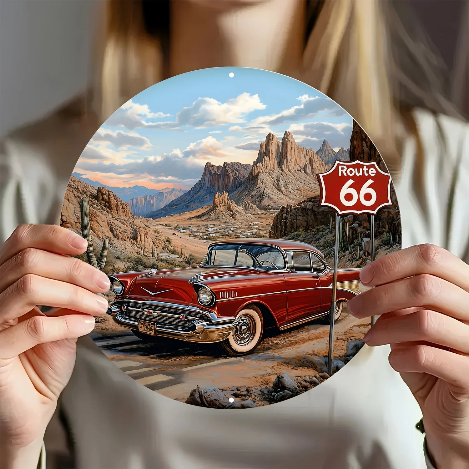 Décoration murale en aluminium vintage Route 66, pour maison, bureau, garage, bar et café – Décoration murale en métal