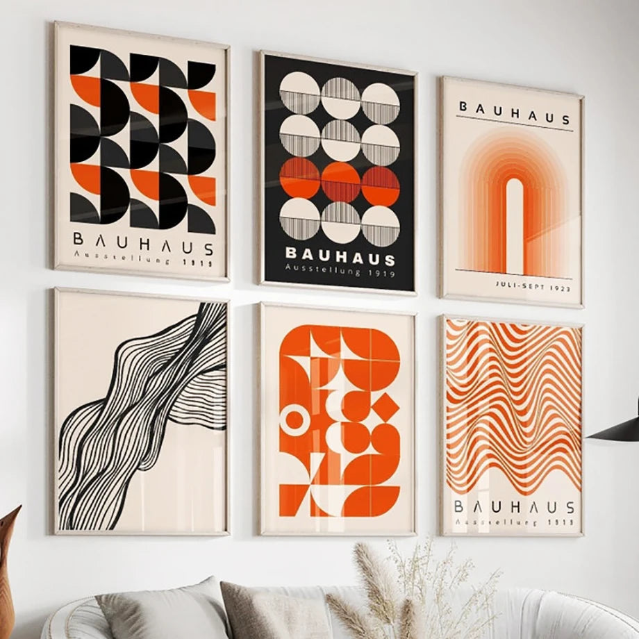 Bauhaus Geometric Lines Rainbow Wall Art Posters Prints Nordic Abstract Canvas Painting Hotel Bar Pictures For Living Room Decor