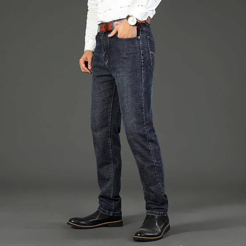 New Jeans Men Classical Jean High Quality Straight Leg Male Casual Pants Plus Size 30-40 Cotton Denim Trousers Ropa Hombre
