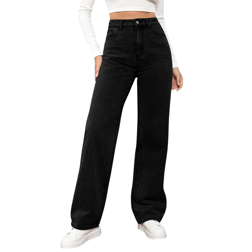 Women's High Waist Washed Women's Jeans Fashionable Versatile Straight Leg Pants Jeans Women Jean Pants Women Jeans Women 2025