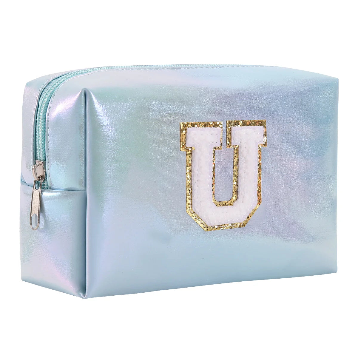 Personalized Initial Makeup Bag,Letter Zipper Cosmetic Bag for Womens,Preppy Makeup Bags,Makeup Pouch, Travel Makeup Bags