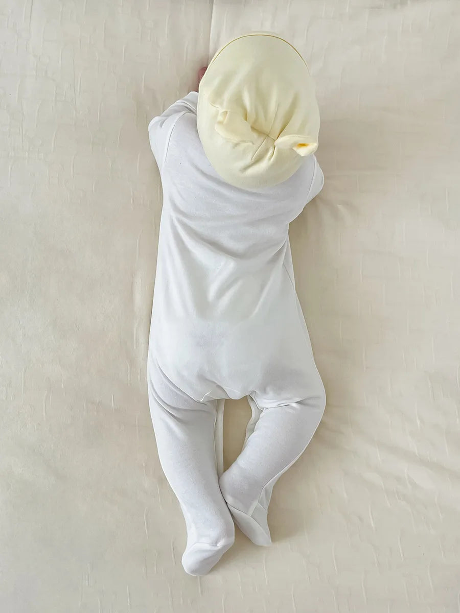Newborn Baby Long Sleeved Solid Color Long Crawling Jumpsuit Spring Autumn Cotton Footed Infant Boys Rompers 0-1Y Boys Bodysuit