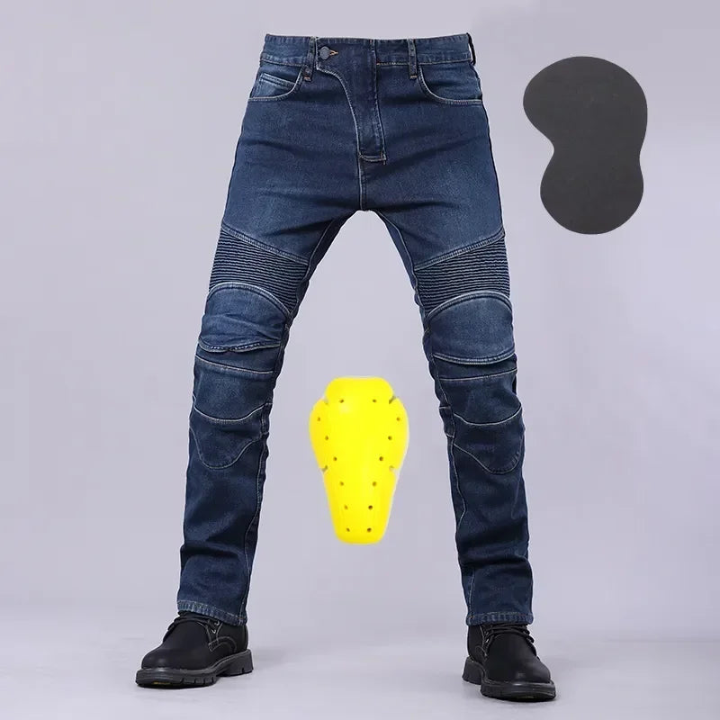 Men's Motorcycle Riding Jeans Pants, Anti-Skid Abrasion Resistant All-Weather Classic Fit Race-Ready Biker Gear