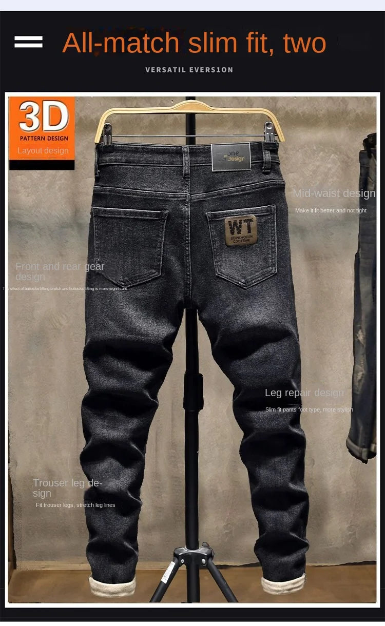 Original Fashion Luxury Brand Black Jeans for Men Tailored and Stretchy Boyfriend Comfortable Classic Denim Stretch Trousers