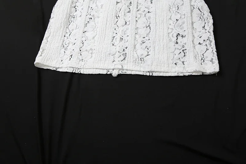 Sexy Women Hollow Out Slash Neck Lace Flared Sleeve Long Dress Elegant Laced Up Slim Fit Robes New Lady Evening Party Vestidos