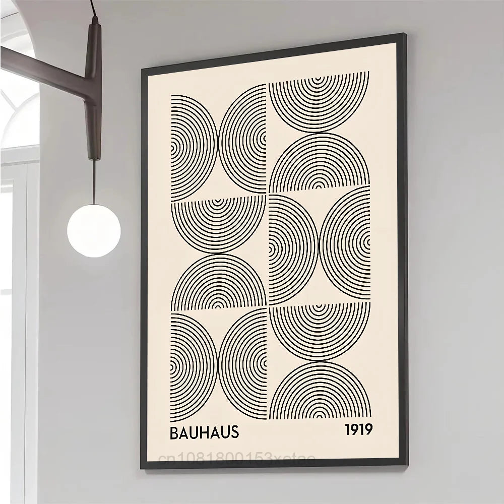 Abstract Bauhaus Style Geometric Wall Art  Poster Paper Print Home Bedroom Entrance Bar Cafe Art Painting Decoration