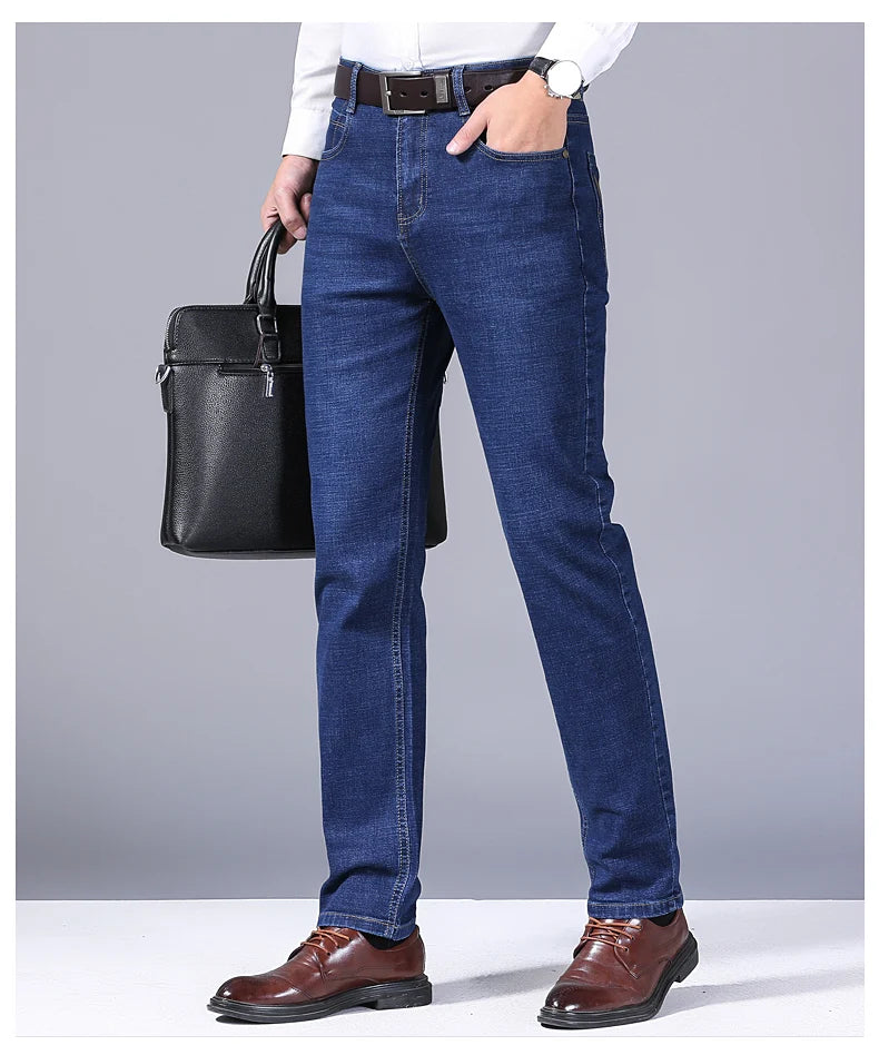 Jeans droits pour hommes, nouvelle collection 2024, pantalon slim extensible, confortable et doux, pantalon en denim pour hommes, vêtements de marque