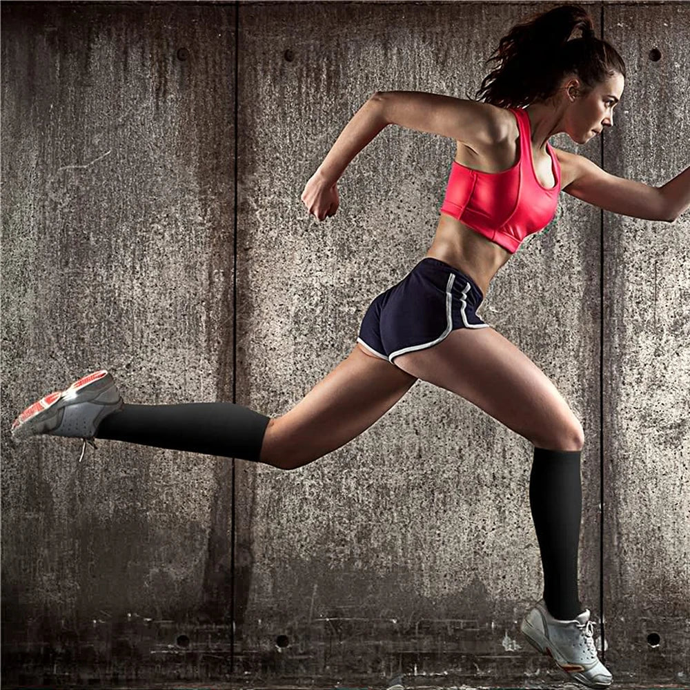 1Pair Calf Compression Socks for Men & Women 15-20mmHg-Graduated Supports Socks for Soccer Running Nurses