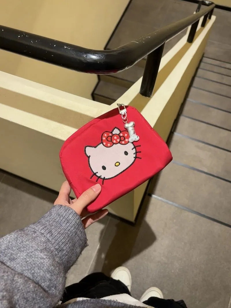 Cartoon HelloKitty Small Makeup Bag Cute Girl Portable Handheld Makeup Bag Makeup Storage Bag