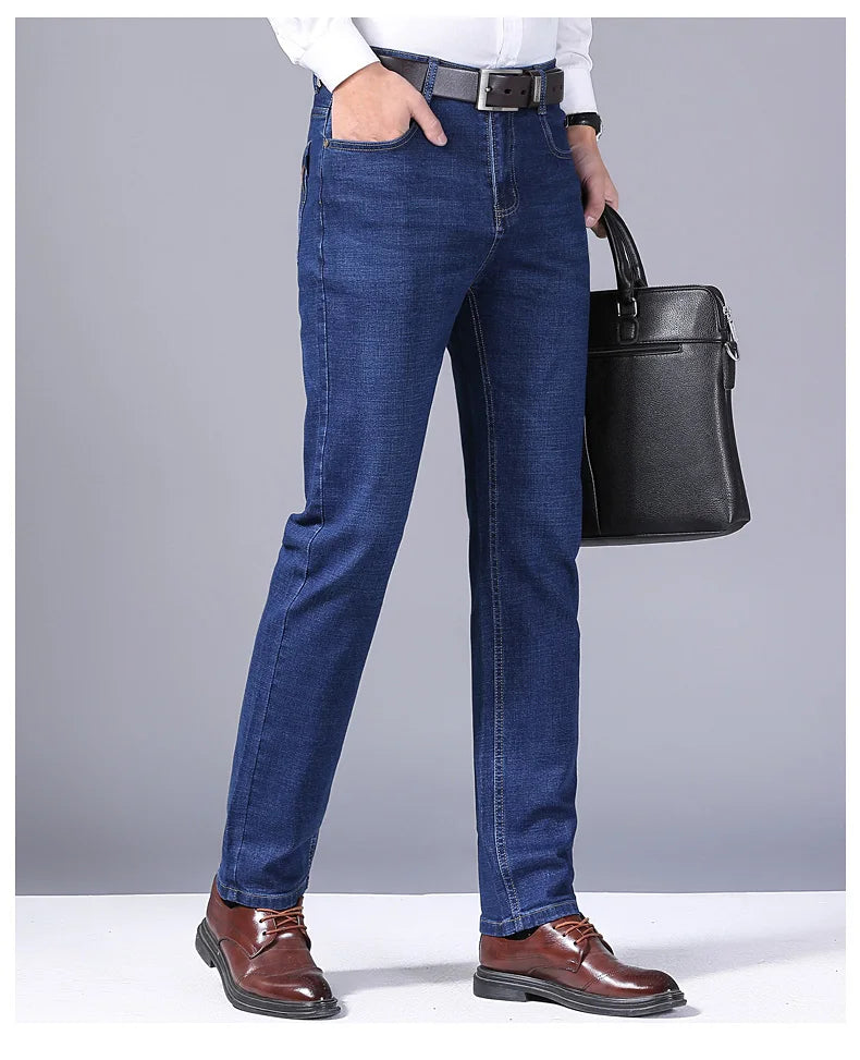Jeans droits pour hommes, nouvelle collection 2024, pantalon slim extensible, confortable et doux, pantalon en denim pour hommes, vêtements de marque