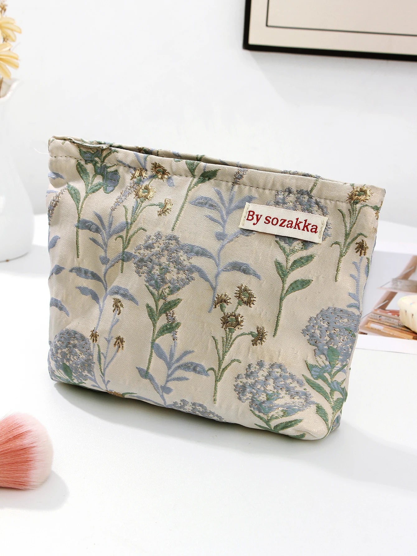 1pc/set jacquard makeup bag, cute floral makeup  bag, holiday gift clutch makeup bag, makeup storage bag