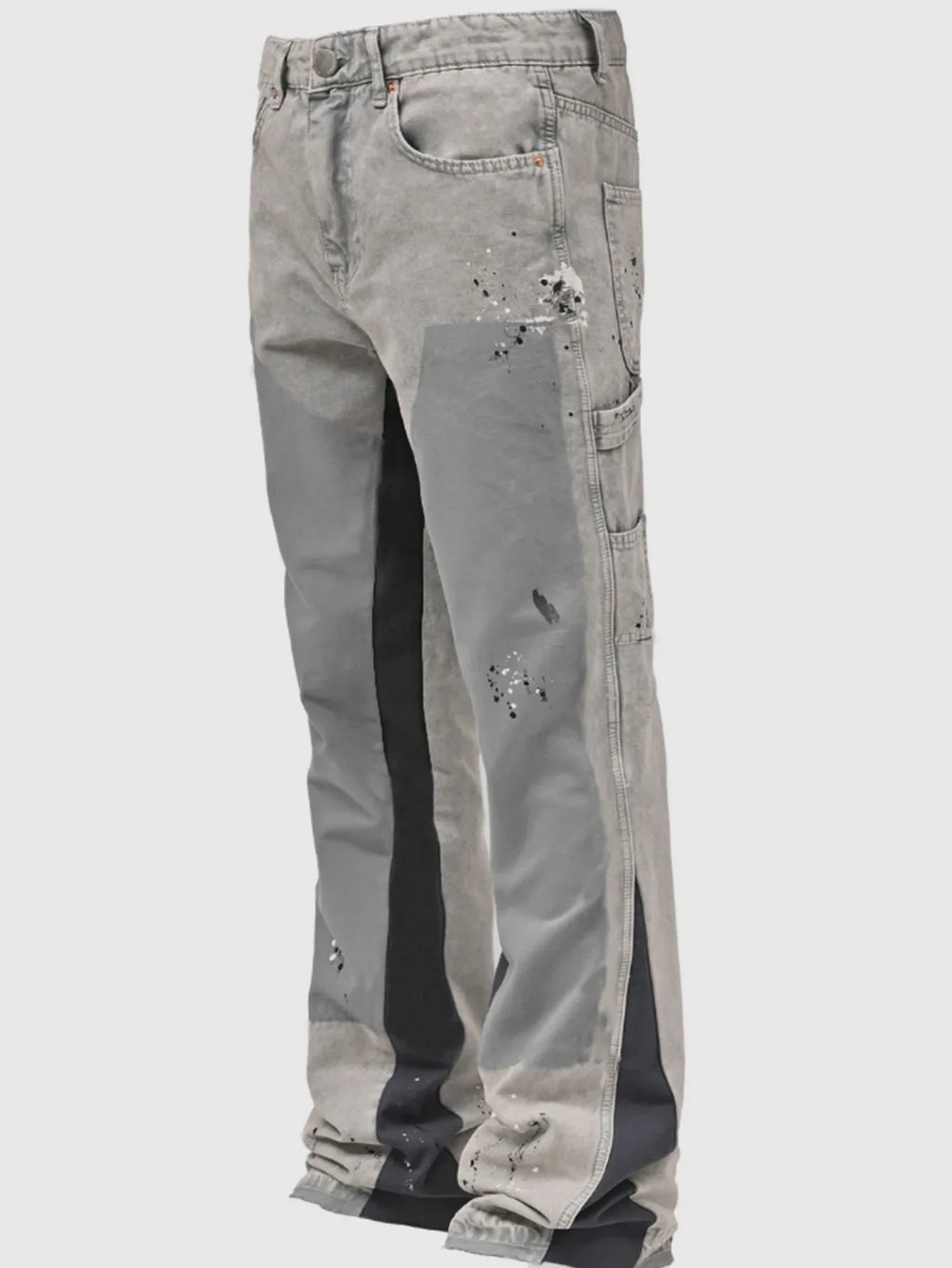 Pantalons de travail en jean pour hommes, vêtements de travail européens et américains, pantalons évasés en denim patchwork élastique superposé, tailles S à XXL