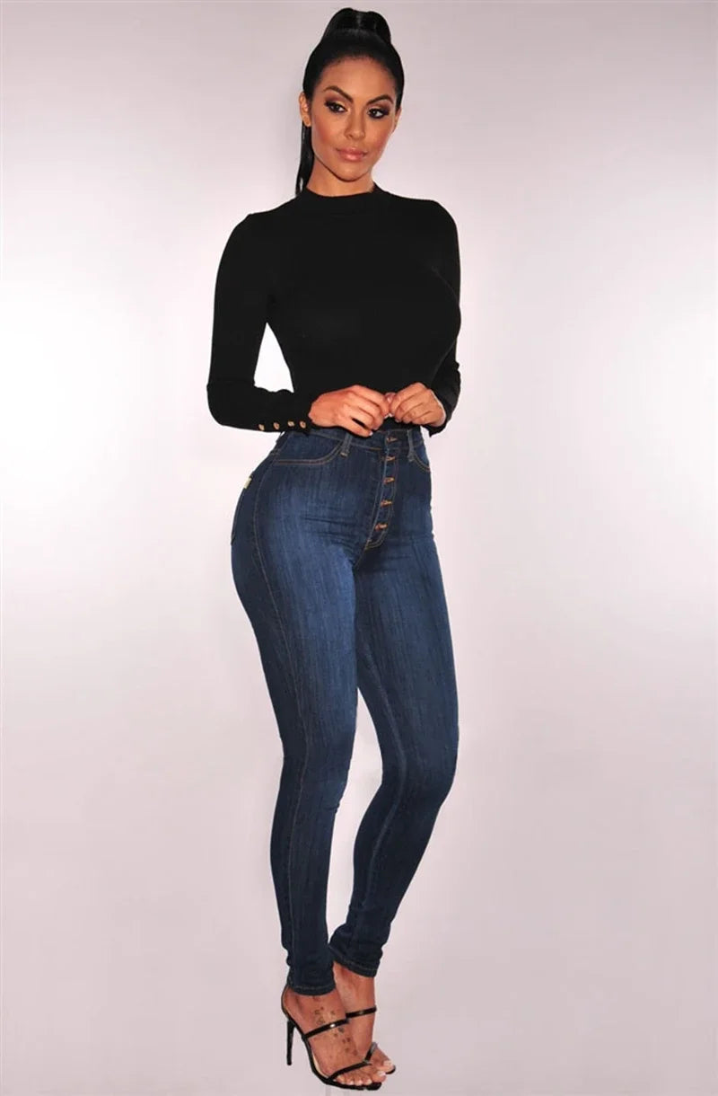 2024 New Jeans For Women High Waist Push Up Jeans High Elastic Stretch Ladies Mom Jeans Female Washed Denim Skinny Pencil Pants