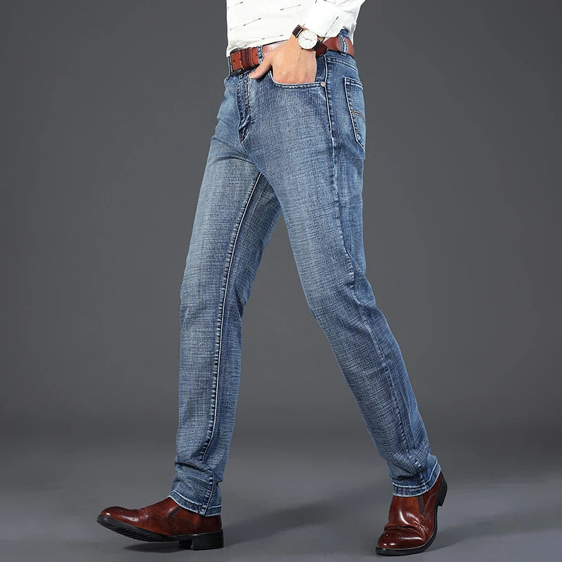 New Jeans Men Classical Jean High Quality Straight Leg Male Casual Pants Plus Size 30-40 Cotton Denim Trousers Ropa Hombre