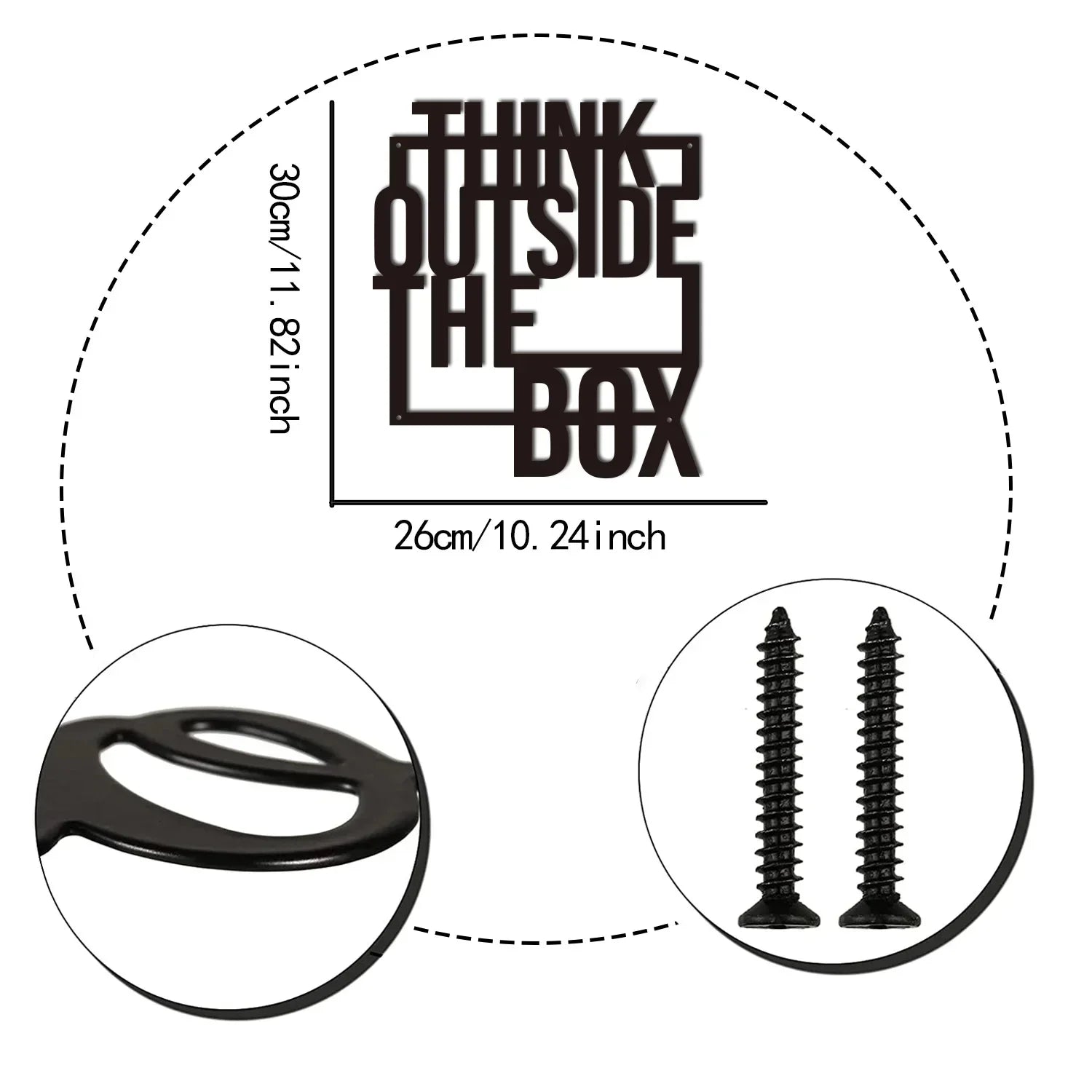 Décoration murale en métal « Think Out The Box », décoration murale motivante, décoration de bureau, décoration murale en métal noir, décoration intérieure, autocollant mural