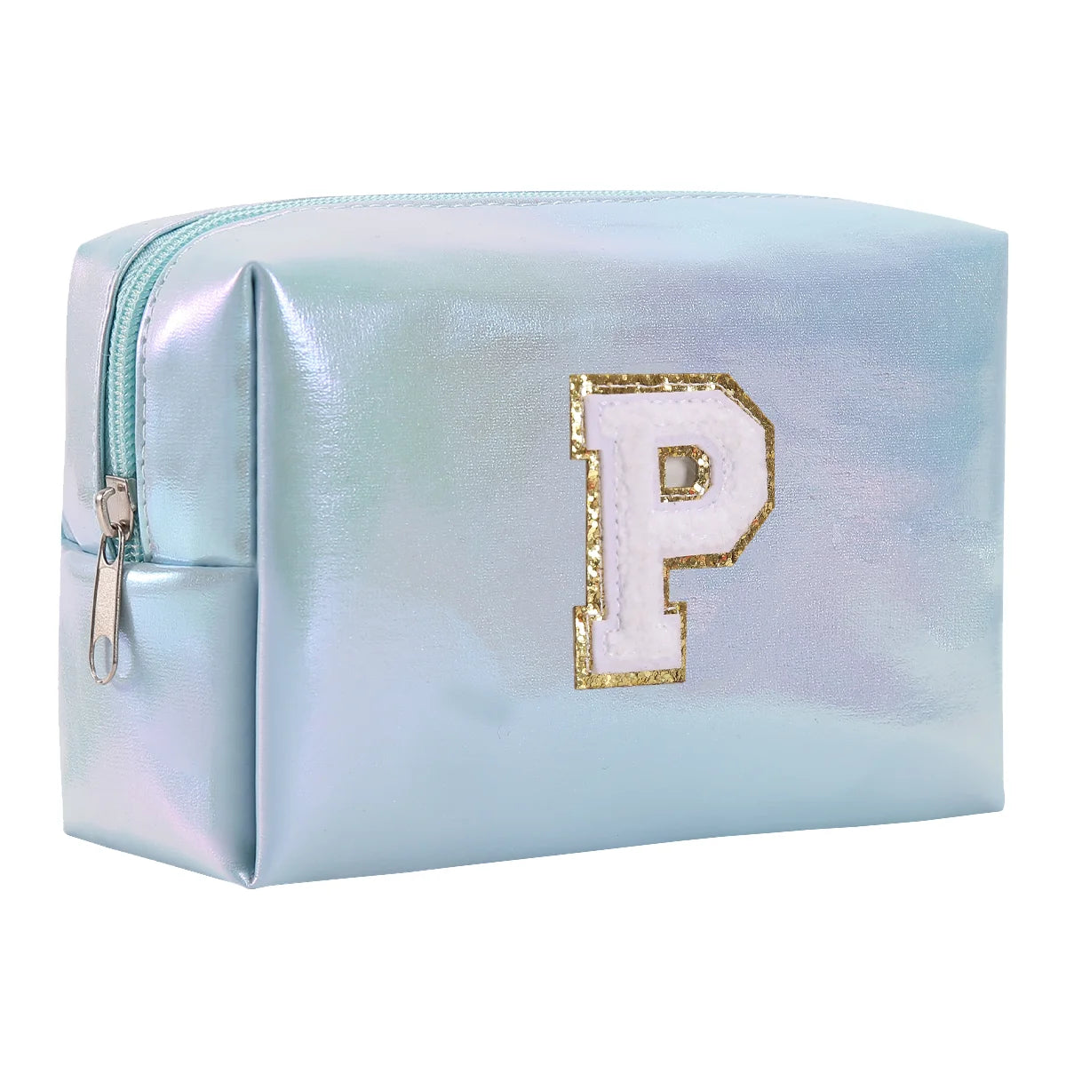 Personalized Initial Makeup Bag,Letter Zipper Cosmetic Bag for Womens,Preppy Makeup Bags,Makeup Pouch, Travel Makeup Bags