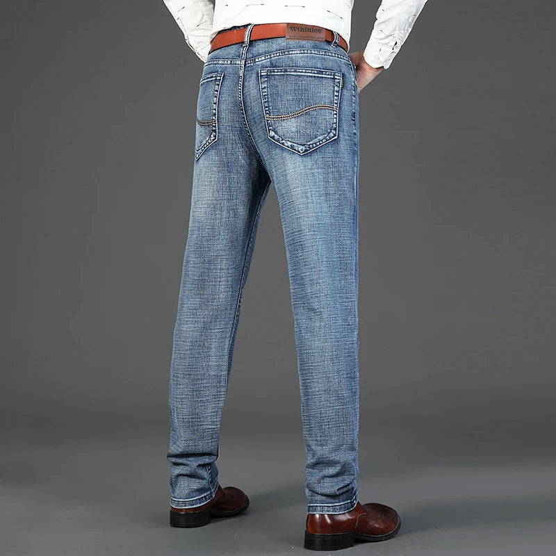 New Jeans Men Classical Jean High Quality Straight Leg Male Casual Pants Plus Size 30-40 Cotton Denim Trousers Ropa Hombre
