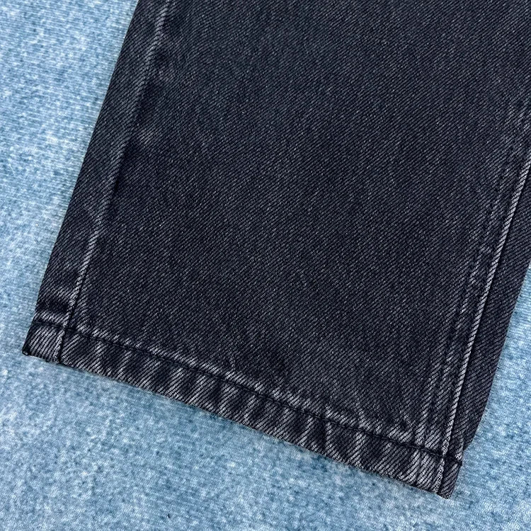 90% Cotton Black Jeans for Men Straight-leg Denim Pants Japanese Washed Retro Loose-fit Spring and Fall Trendy Minimalist Style