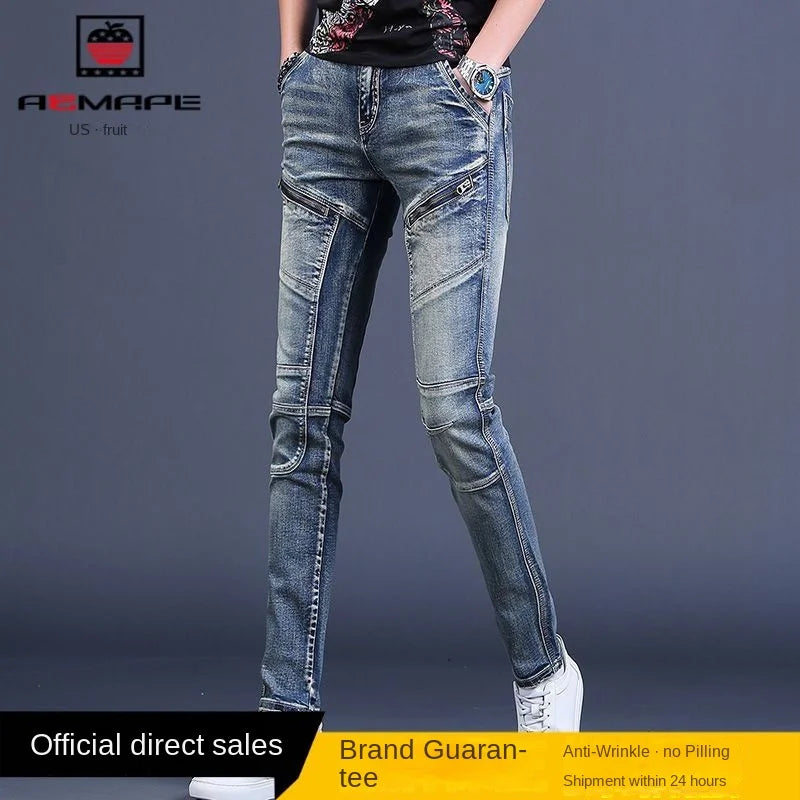Streetwear Trending Slim Denim Jeans for Men Casual Spring Autumn Luxury Men's Clothing Slim Fit Jeans Men Washed Trousers Male