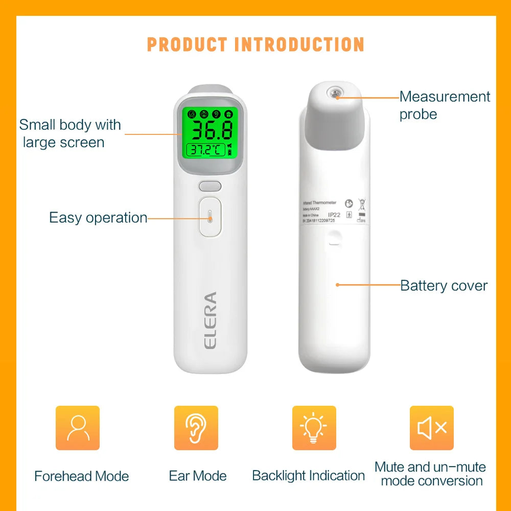 ELERA Infrared Digital Thermometer Forehead Ear Body Fever Termometre Medical Non-contact Temperature Measurement Device