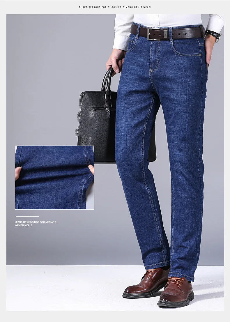 Jeans droits pour hommes, nouvelle collection 2024, pantalon slim extensible, confortable et doux, pantalon en denim pour hommes, vêtements de marque