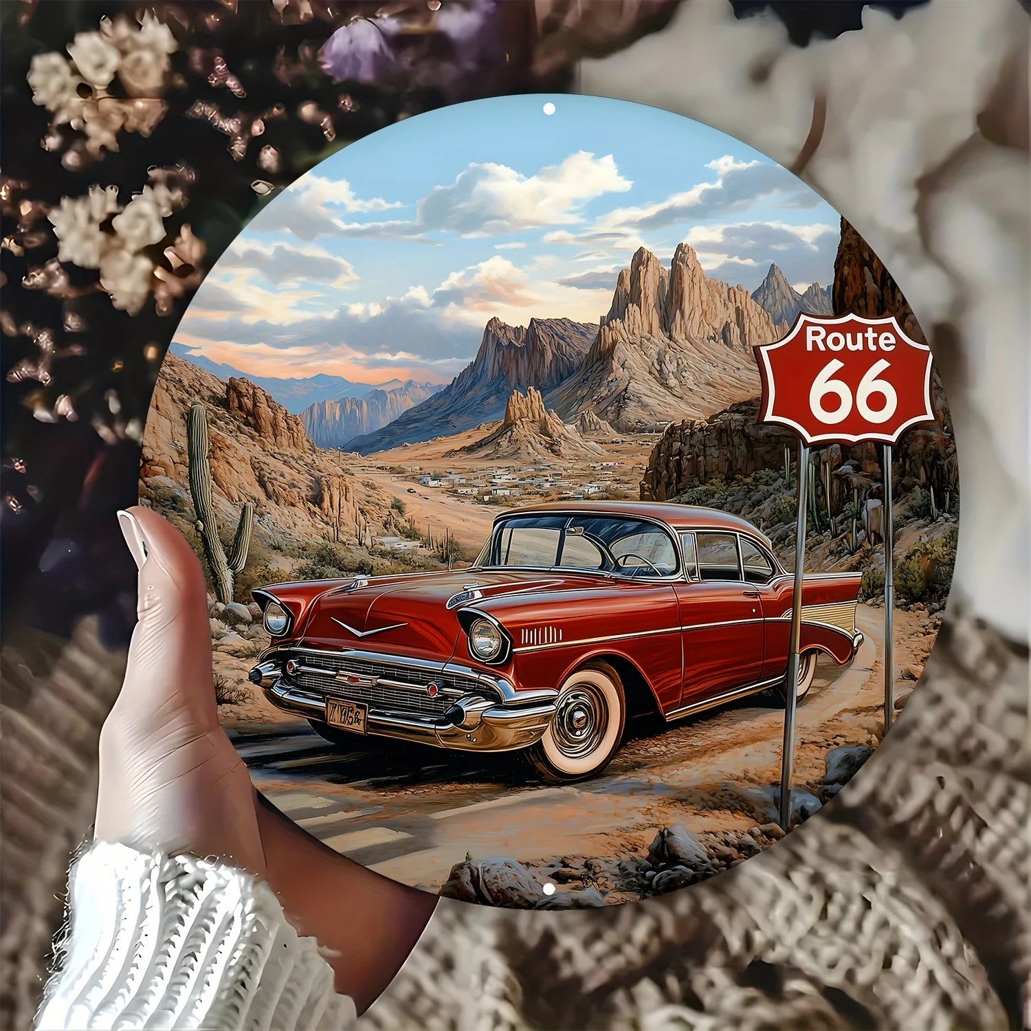 Décoration murale en aluminium vintage Route 66, pour maison, bureau, garage, bar et café – Décoration murale en métal