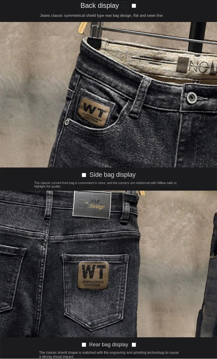 Original Fashion Luxury Brand Black Jeans for Men Tailored and Stretchy Boyfriend Comfortable Classic Denim Stretch Trousers