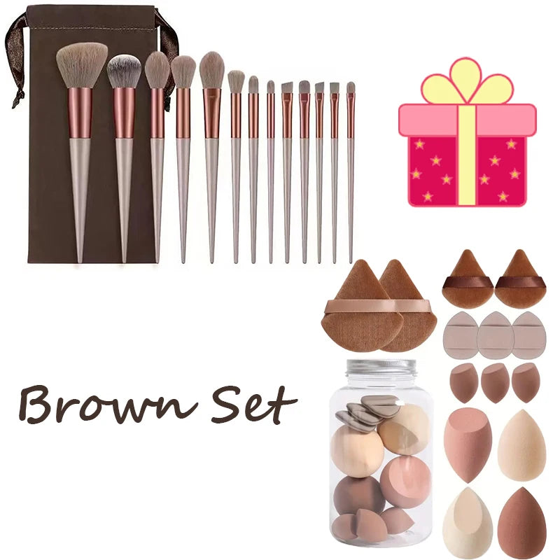 Ensemble de 13 pinceaux de maquillage, pinceau de maquillage portable, pinceau à paupières, pinceau à blush en poudre super doux, outil de maquillage