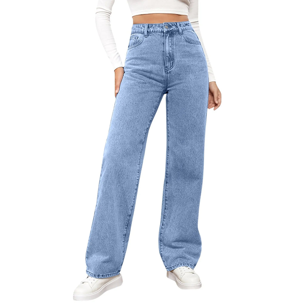 Women's High Waist Washed Women's Jeans Fashionable Versatile Straight Leg Pants Jeans Women Jean Pants Women Jeans Women 2025