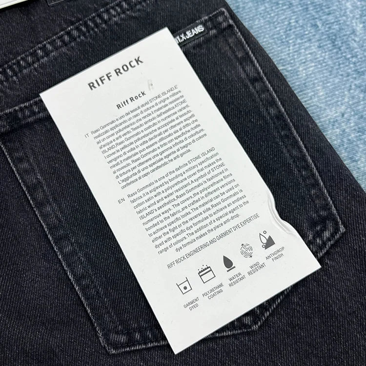 90% Cotton Black Jeans for Men Straight-leg Denim Pants Japanese Washed Retro Loose-fit Spring and Fall Trendy Minimalist Style