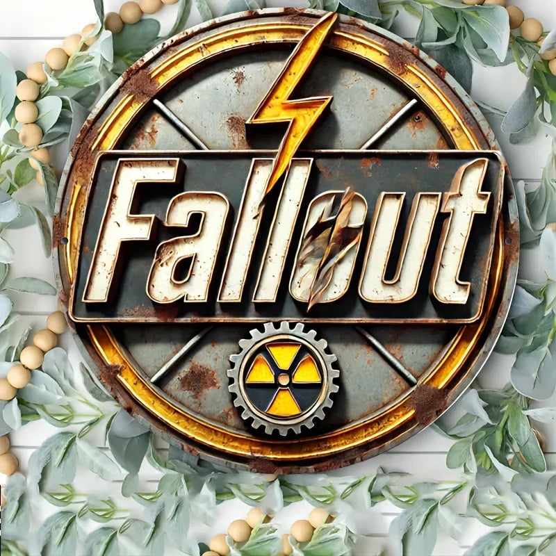 Fallout Retro Wall Art Sign, 8x8inch Durable Metal Plaque for Game Room, Bar Decor - Easy to Hang, Long-Lasting Themed Decor