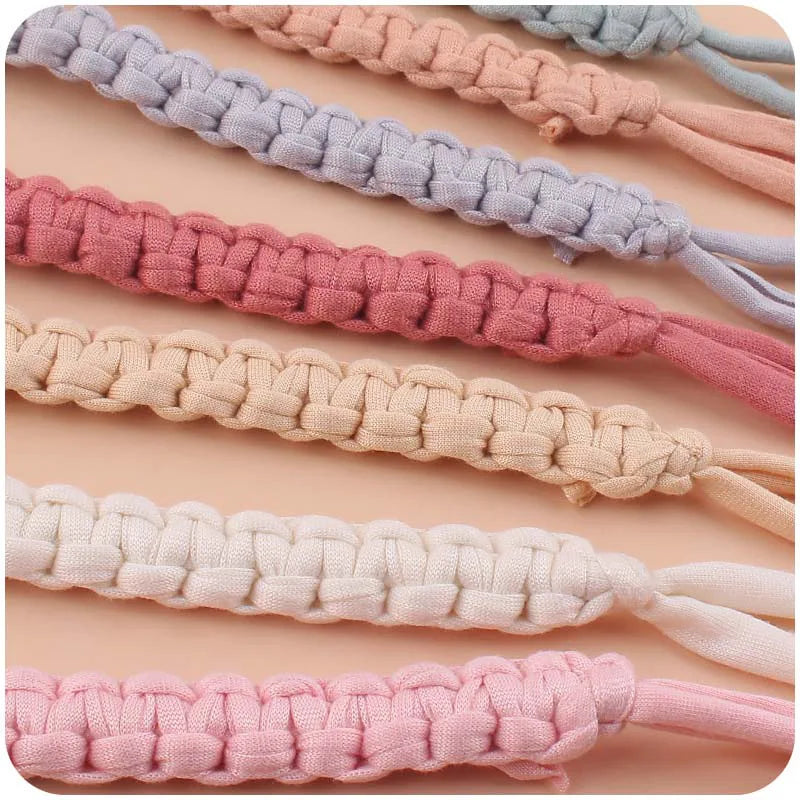 Custom Name Cloth Weaving Wooden Personalized Baby Pacifier Chain Dummy Nipple Holder Guard Teether Pendant  Newborn Gift Stuff