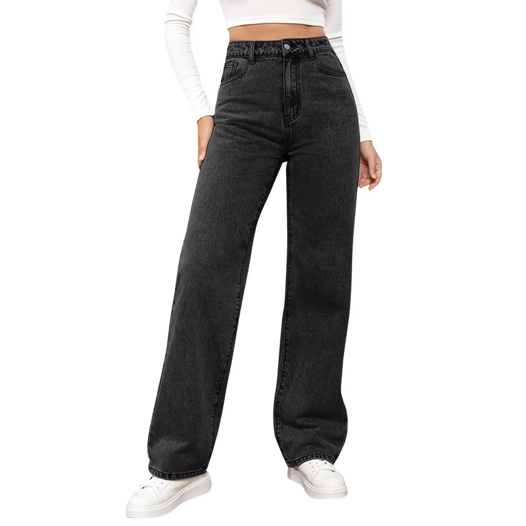 Women's High Waist Washed Women's Jeans Fashionable Versatile Straight Leg Pants Jeans Women Jean Pants Women Jeans Women 2025