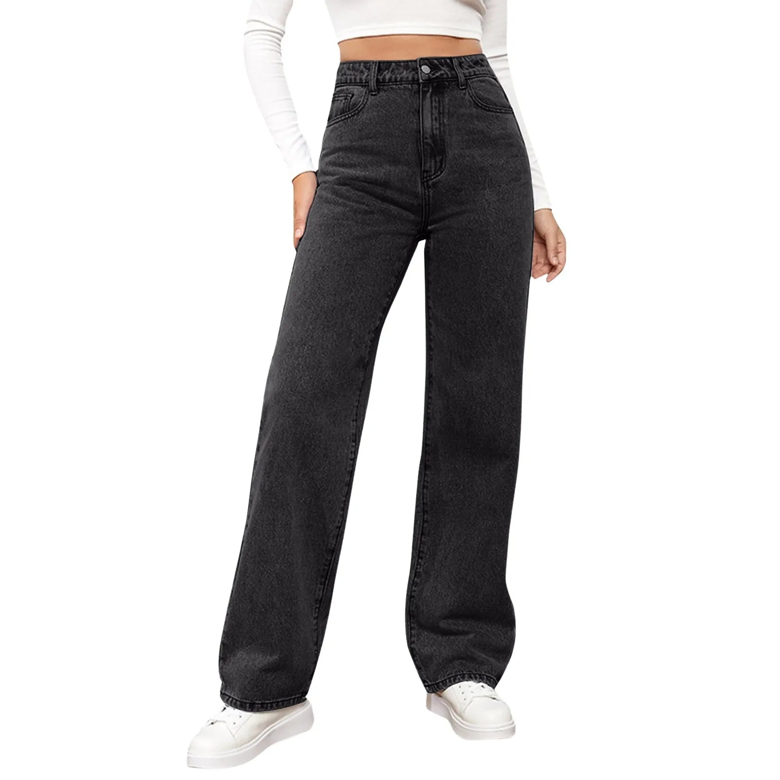 Women's High Waist Washed Women's Jeans Fashionable Versatile Straight Leg Pants Jeans Women Jean Pants Women Jeans Women 2025
