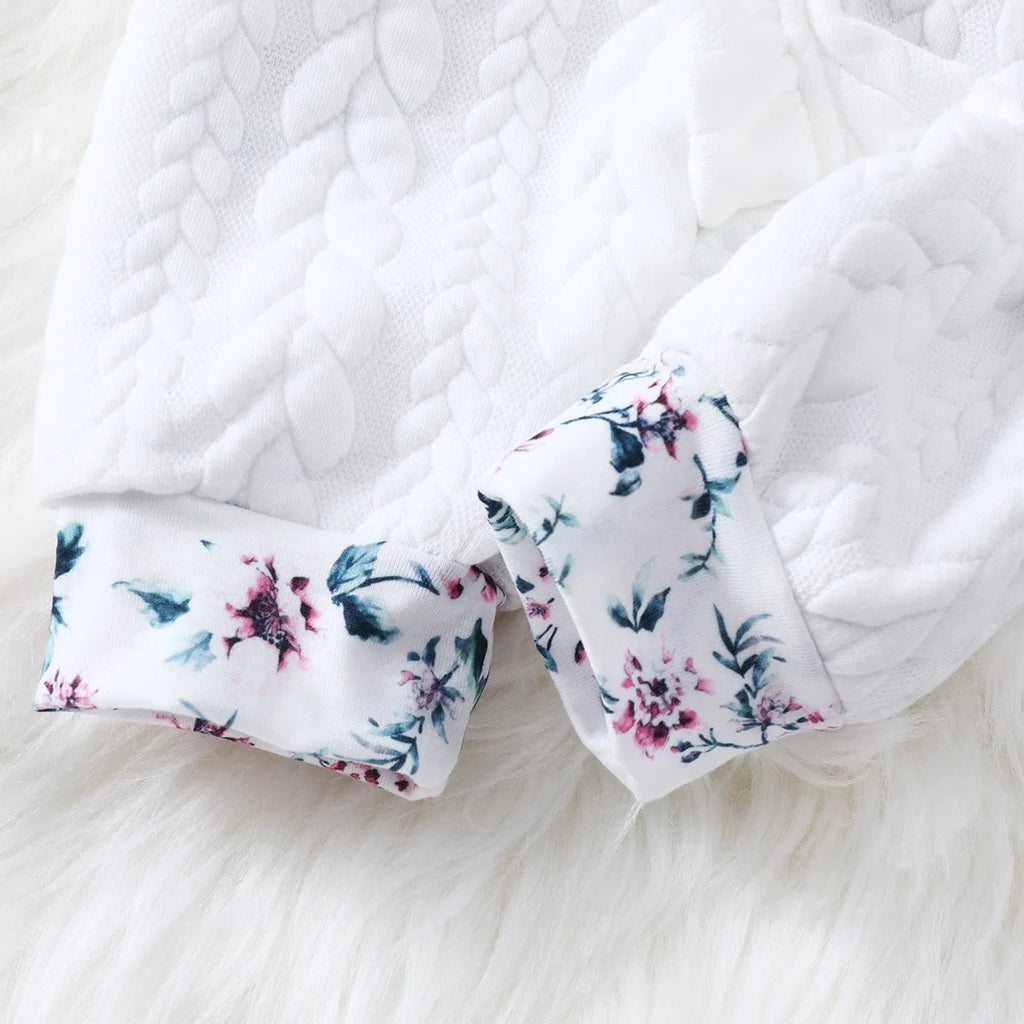 0-18 months Spring and Autumn New Newborn Baby Boys and Girls with Small Flower Ears Single breasted Long sleeved Cute jumpsuit