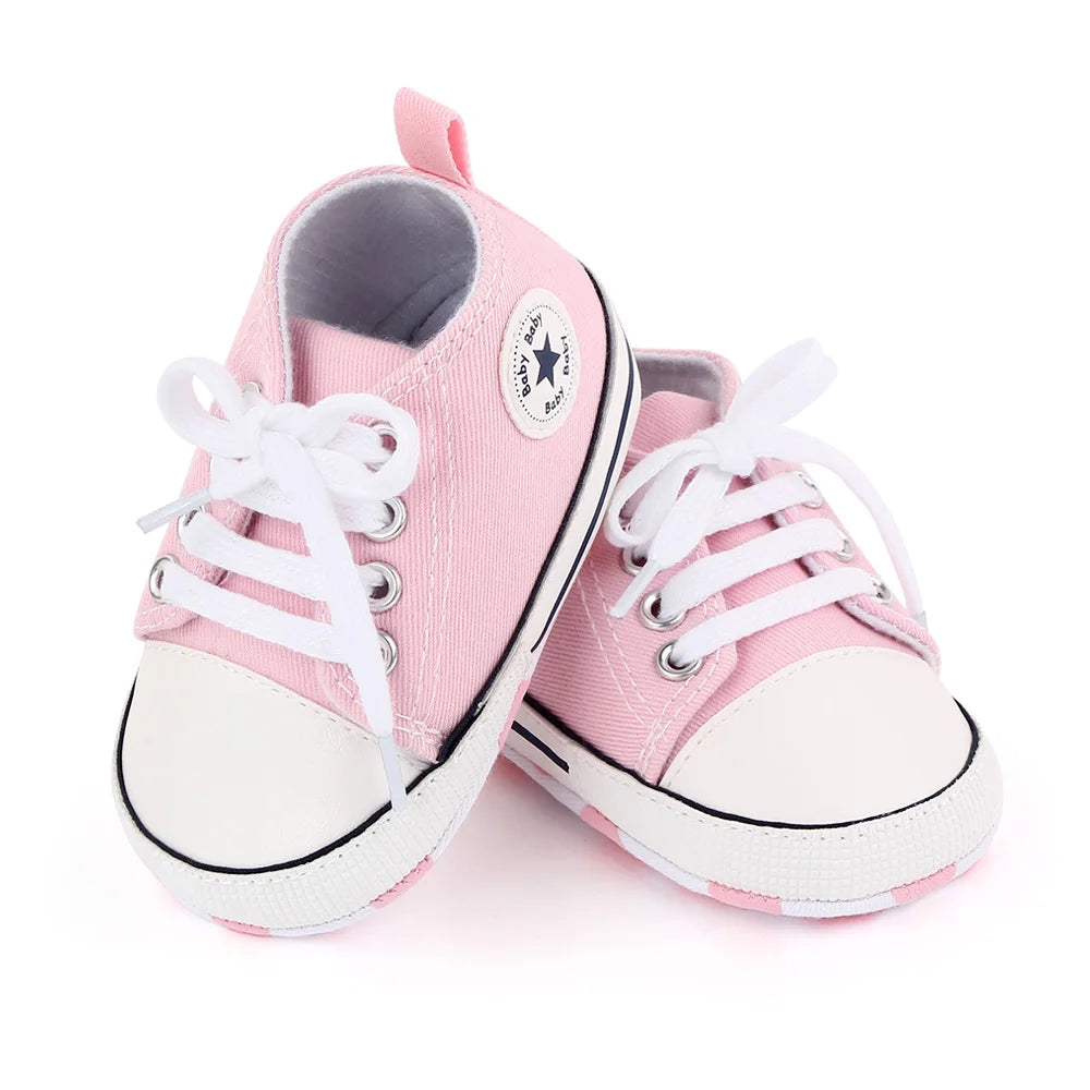 New Baby Shoes Boys Girls Classic Canvas Casual Sneakers Newborn First Walker Toddler Soft Sole Non-Slip Walking Shoes D2486
