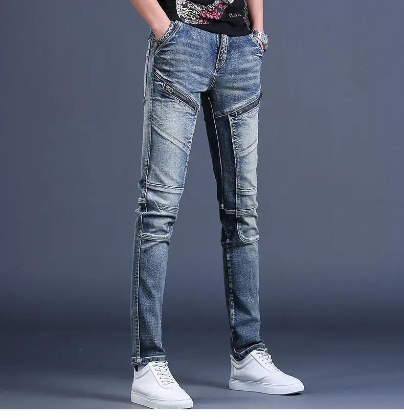 Streetwear Trending Slim Denim Jeans for Men Casual Spring Autumn Luxury Men's Clothing Slim Fit Jeans Men Washed Trousers Male