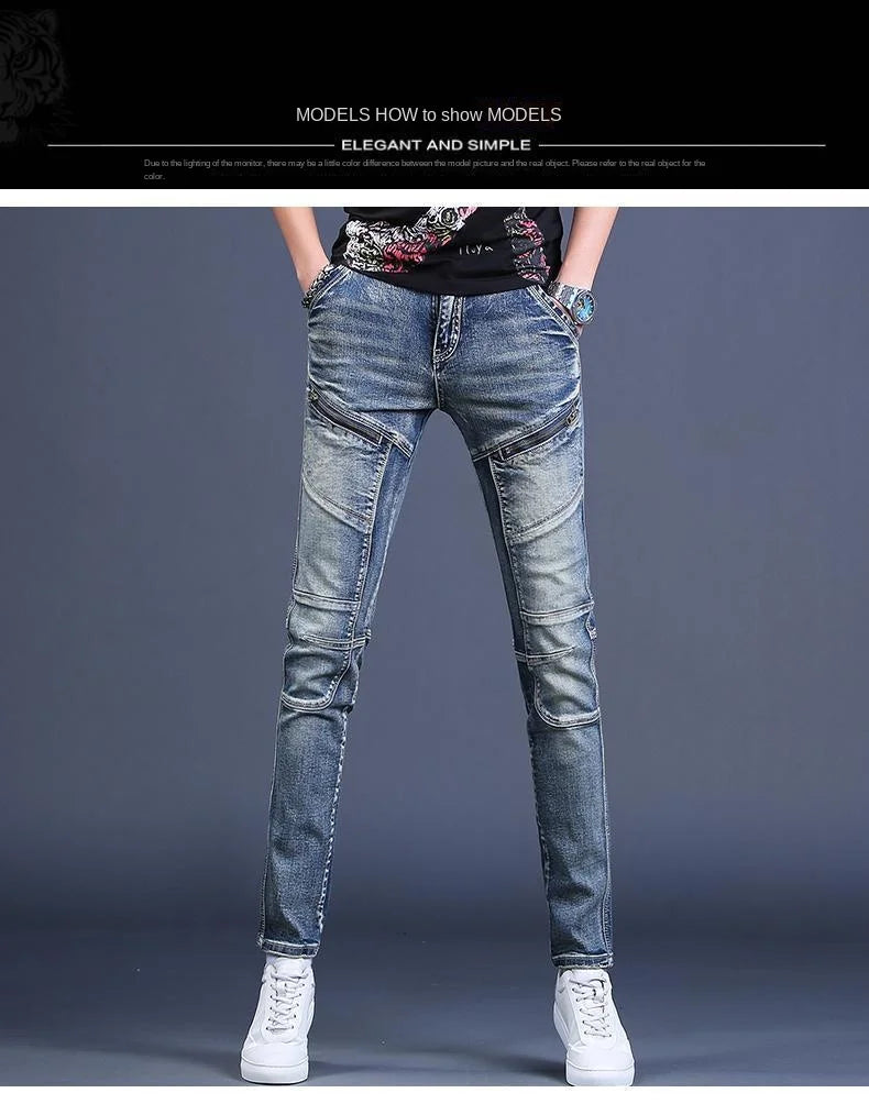 Streetwear Trending Slim Denim Jeans for Men Casual Spring Autumn Luxury Men's Clothing Slim Fit Jeans Men Washed Trousers Male