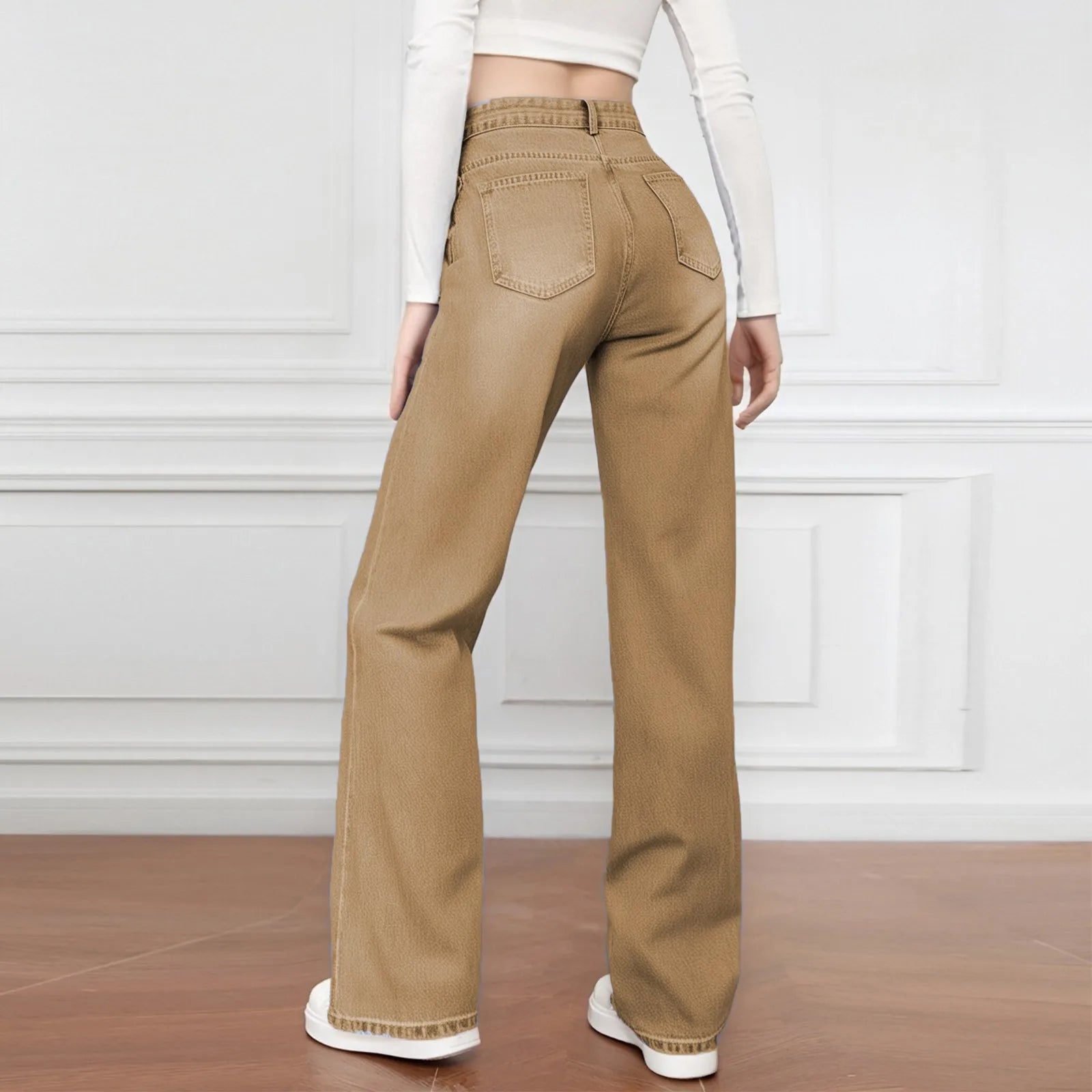 Women's High Waist Washed Women's Jeans Fashionable Versatile Straight Leg Pants Jeans Women Jean Pants Women Jeans Women 2025