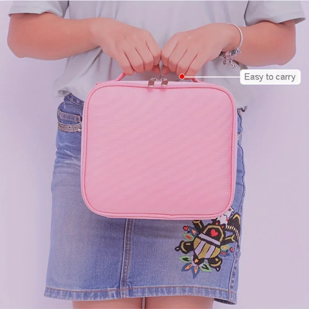 Makeup Train Case Makeup Bag Cosmetic Case With Adjustable Dividers For Cosmetics Makeup Brushes Pink Travel Makeup Case
